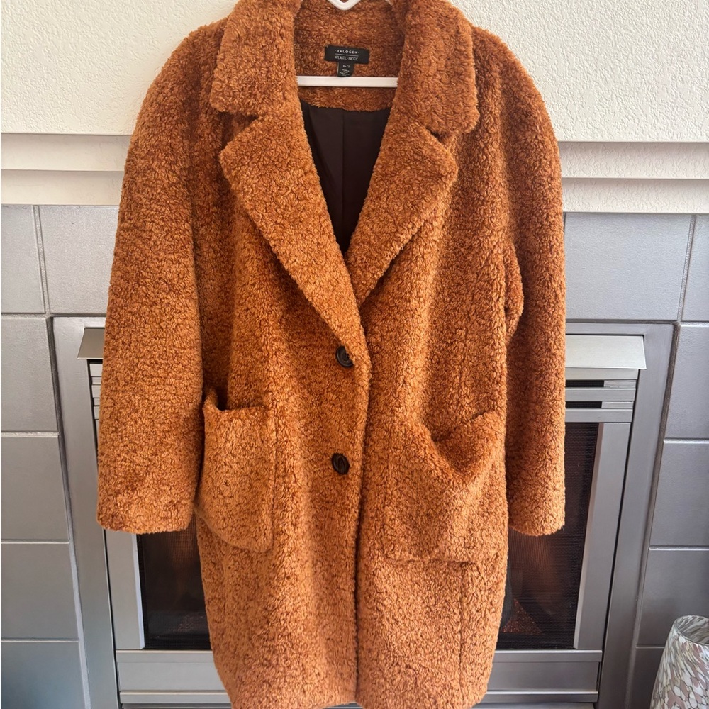 HALOGEN Warm Tan Brown Teddy Jacket M/L Medium / Large